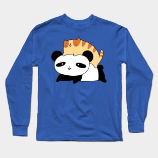 Panda and Orange Tabby Cat Long Sleeve T-Shirt